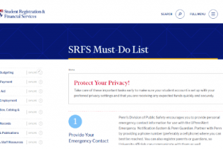 Website screenshot with the words " SRFS Must Do List" in the blue header block