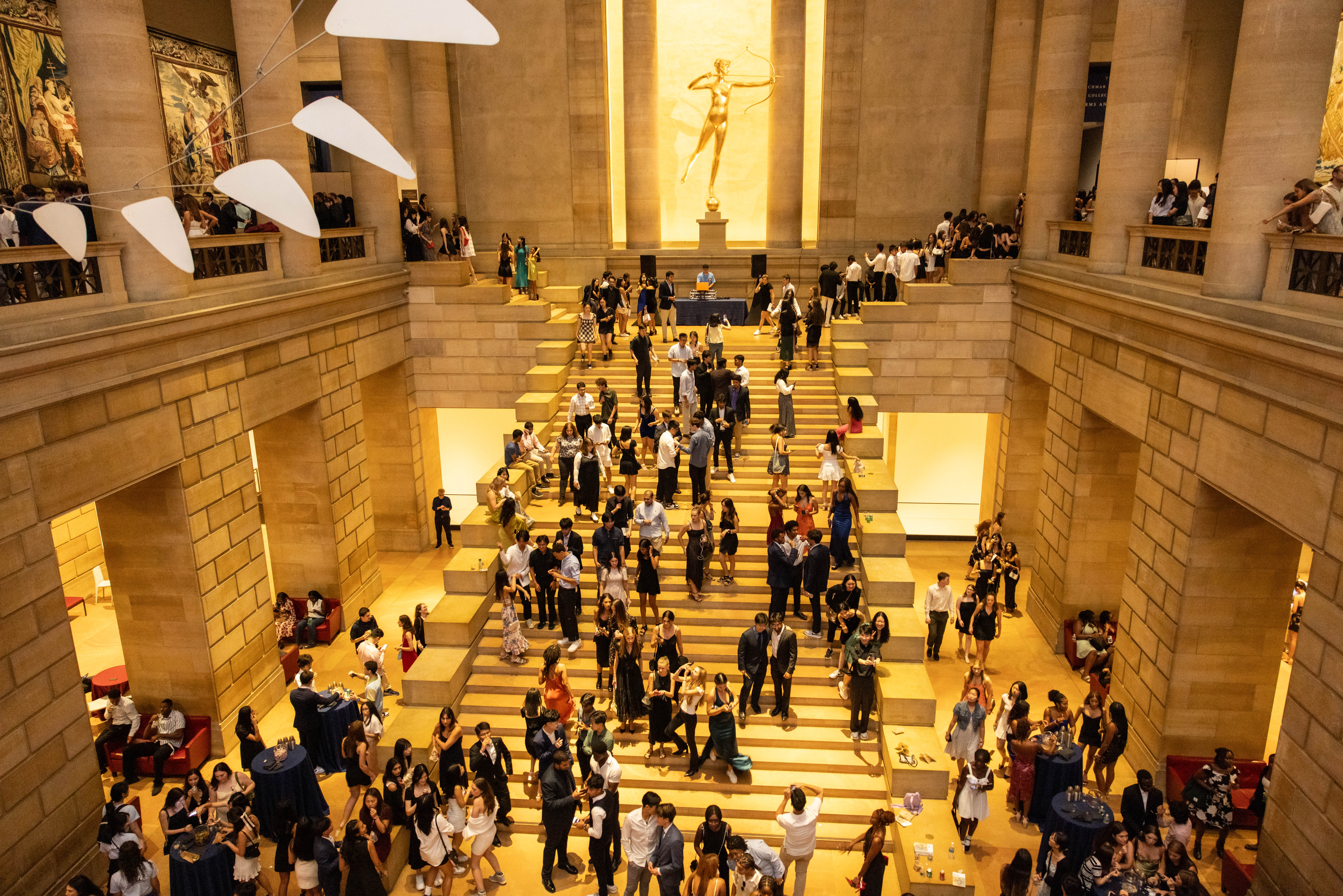 A bird view of the interior of the Philadelphia Museum of Art