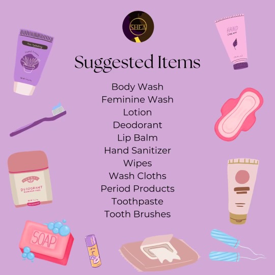 Shea Collective Self Care Drive & Service Night suggested donations