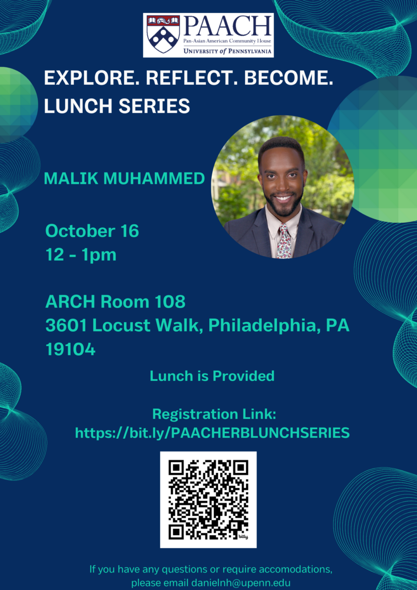 Pan-Asian American Community House Presents: Lunch Series with Speaker Malik Muhammed flyer