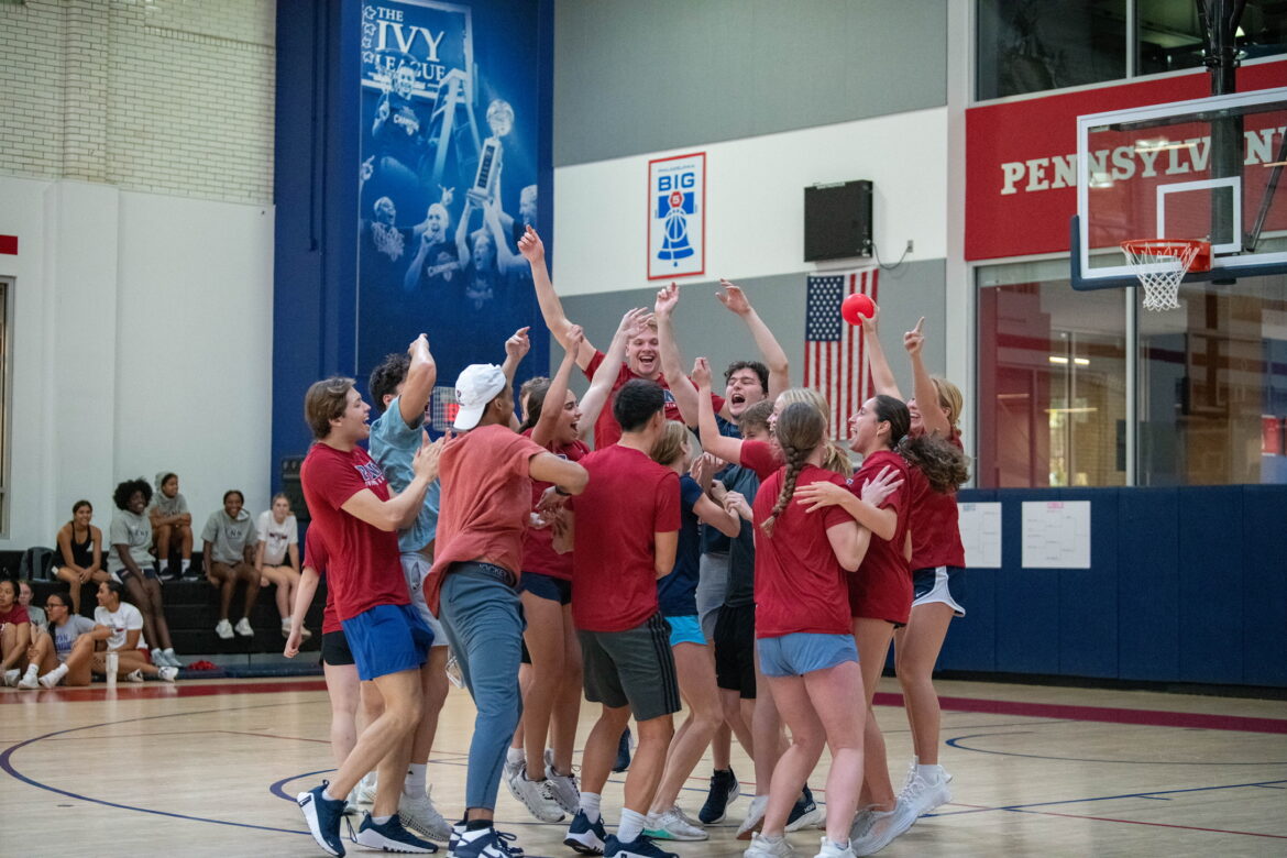 Students playing dodgeball