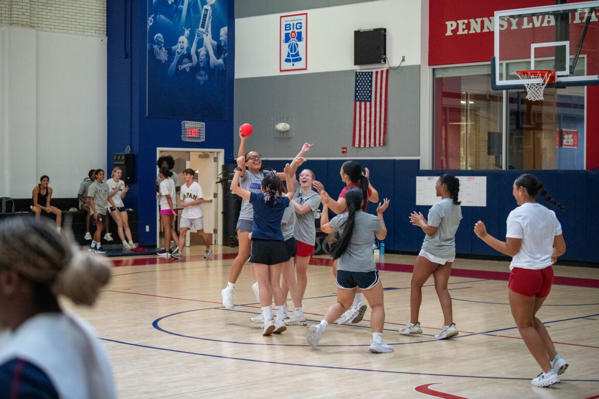 Students playing dodgeball