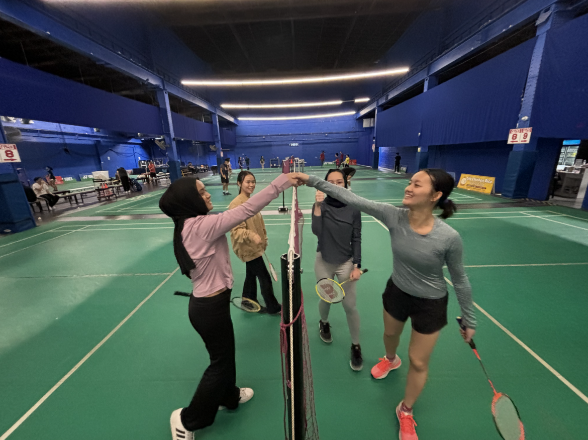 Students playing badminton