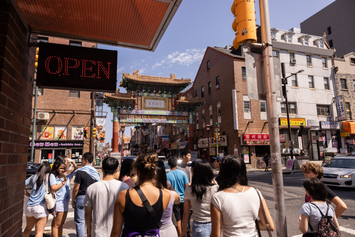 New students on a tour in Philadelphia's Chinatown