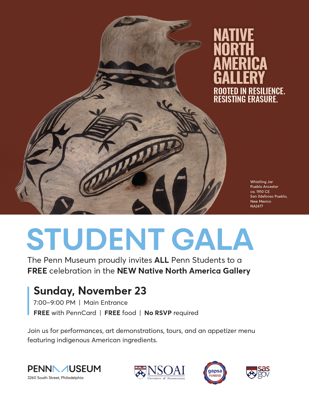 Student Gala to Celebrate the Native North America Gallery Opening flyer